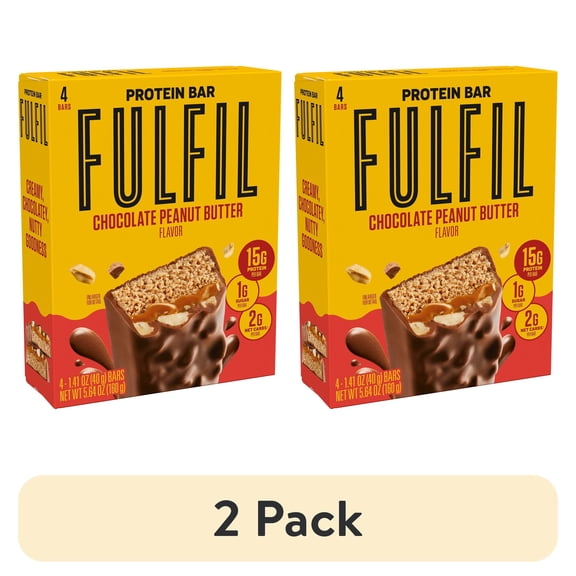 (2 pack) FULFIL Nutrition Vitamin & Protein Nut Bars, Chocolate Peanut Butter, 4 Pack