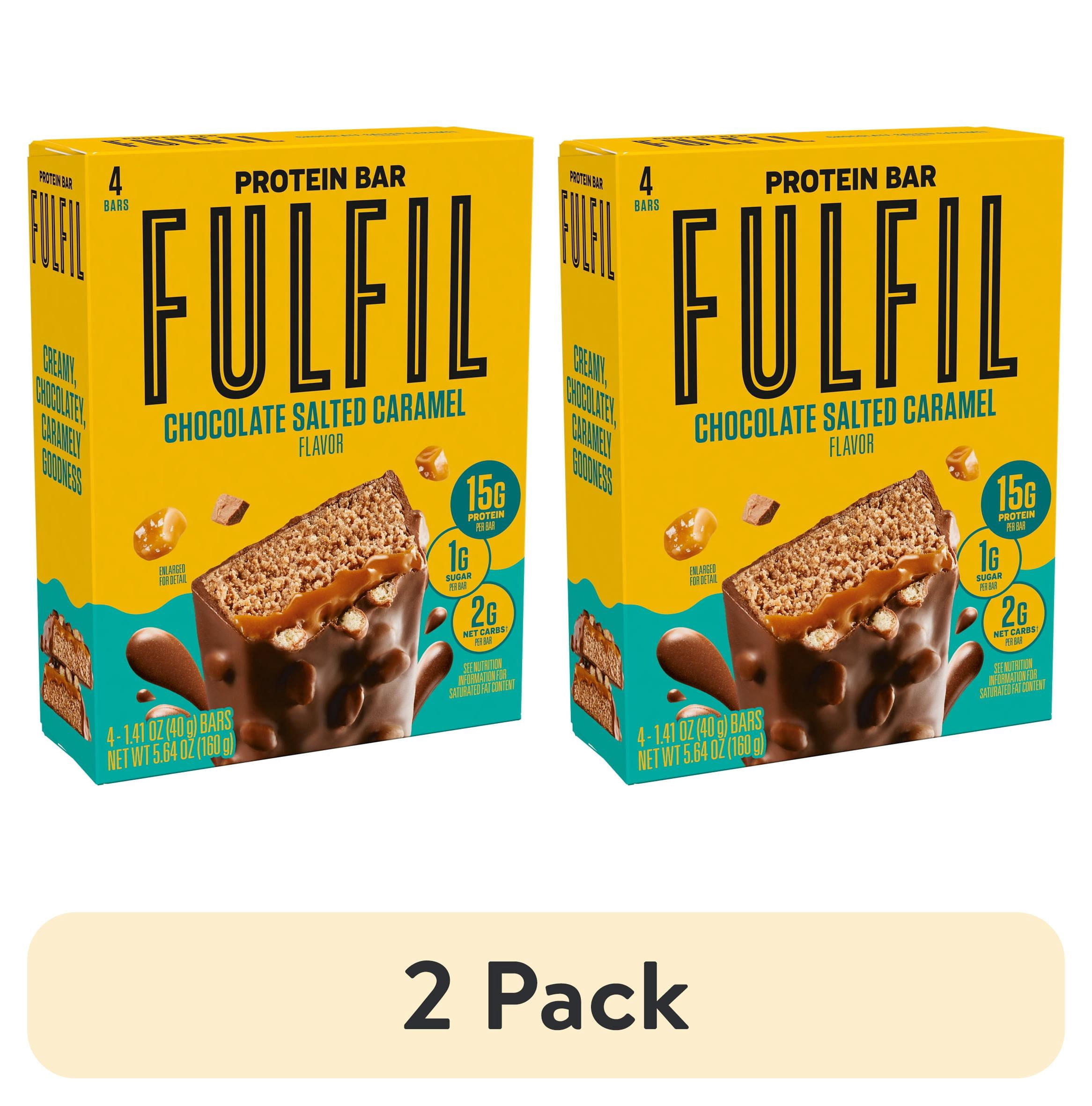(2 pack) FULFIL Nutrition Vitamin & Protein Nut Bars, Chocolate Salted Caramel Flavor, 4 pack