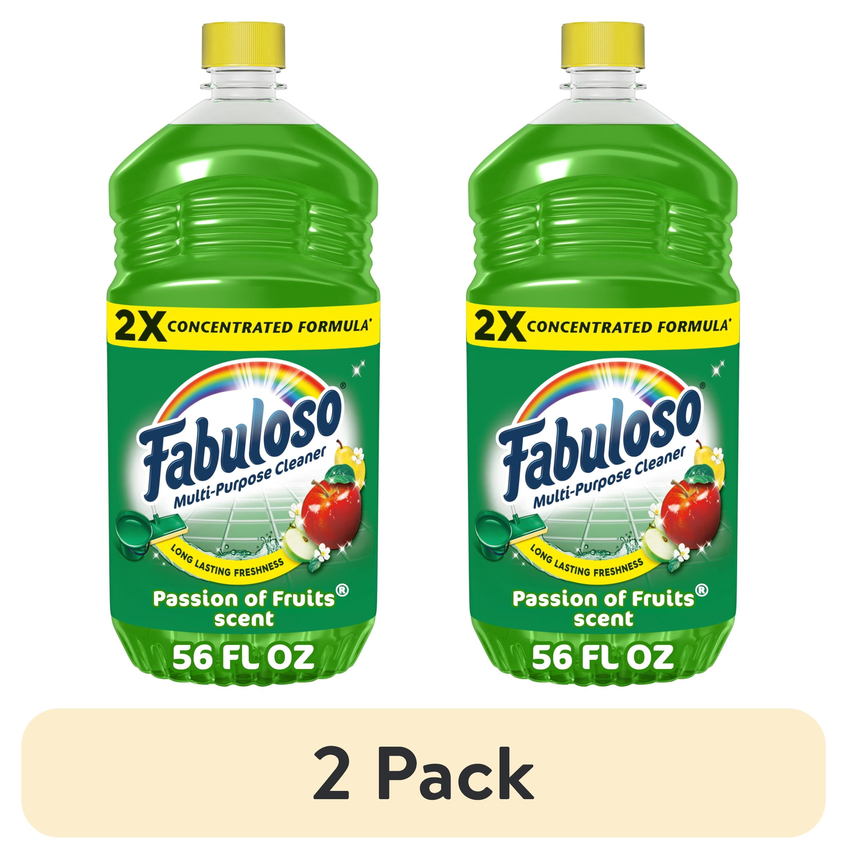 (2 pack) Fabuloso 2X Multi-Purpose Cleaner, No Rinse Floor Cleaner, Passion of Fruits Scent, 56 fl oz