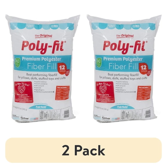 (2 pack) Poly-Fil Premium Polyester Fiber Fill by Fairfield, 12oz Bag