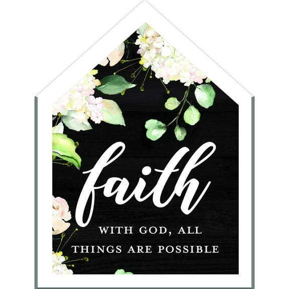 (2 pack) Faith Typographic House-Shaped Framed Wall Plaque Art - 7.5" x 5.5"