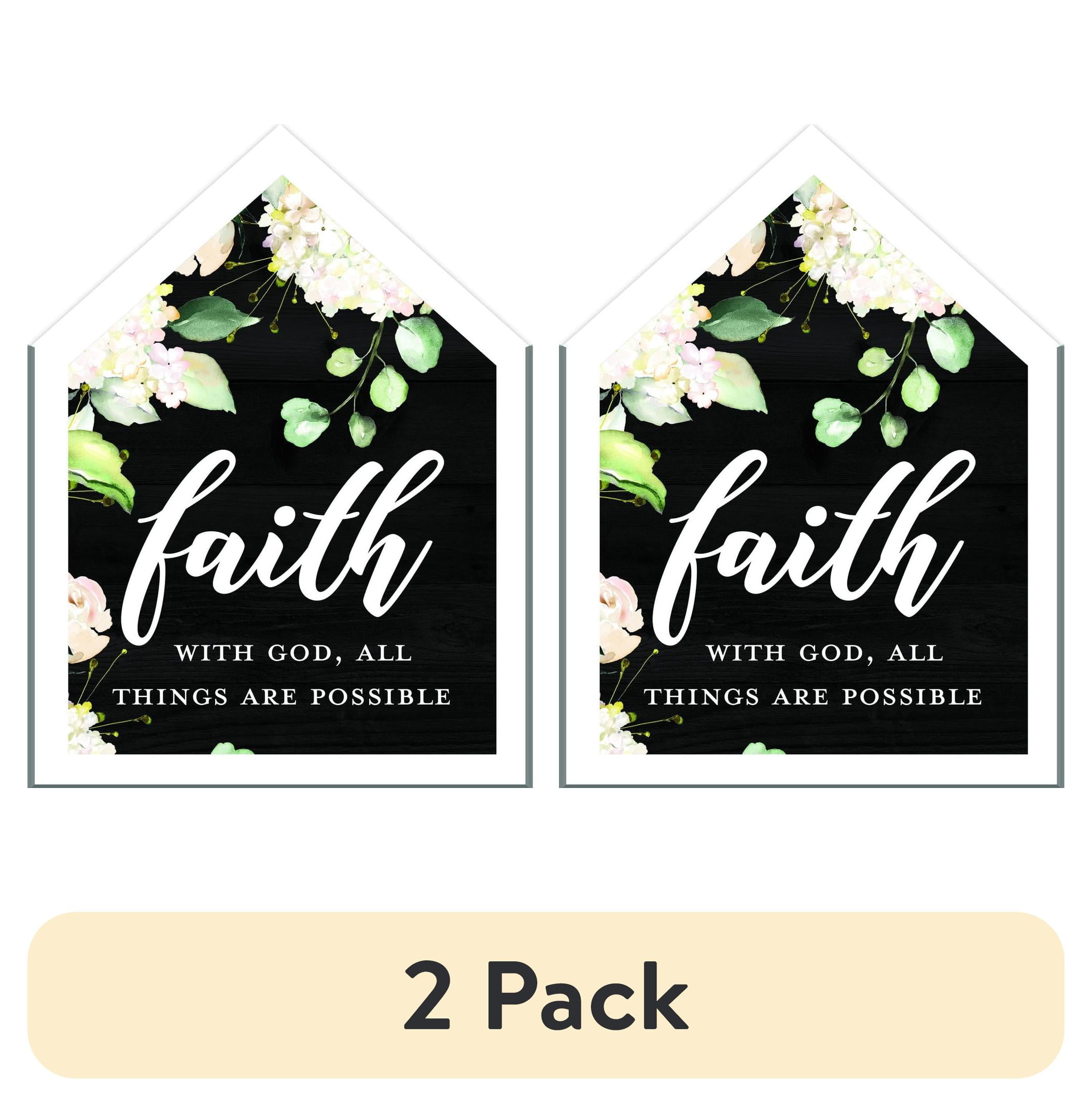 (2 pack) Faith Typographic House-Shaped Framed Wall Plaque Art - 7.5" x 5.5"