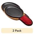 thumbnail image 1 of (2 pack) Fajita Plate Set - Pre-seasoned Cast Iron Fajita Pan with Wooden Tray and Hot Mitt by Old Mountain, 1 of 4