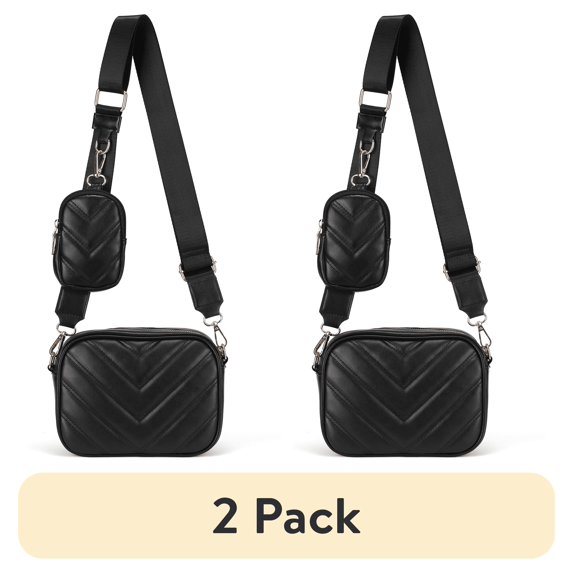 (2 pack) Falan Mule Women Small Crossbody Bag with Coin Purse Pouch Ladies Square Shoulder Handbags