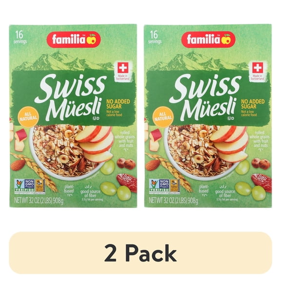 (2 pack) Familia Swiss Muesli, Classic Rolled Wholegrains with Fruits & Nuts, 29 oz (822 g)