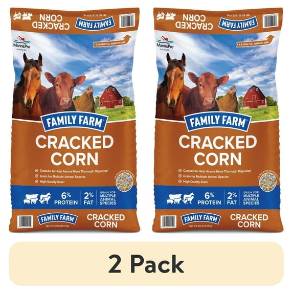(2 pack) Family Farm Cracked Corn All-Purpose Animal Feed, 40 lb