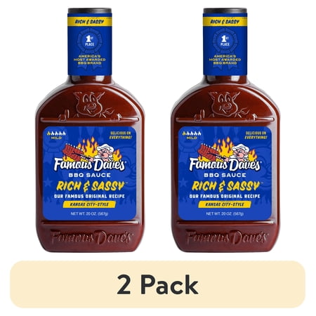 (2 pack) Famous Dave's Rich & Sassy BBQ Sauce, 20 oz