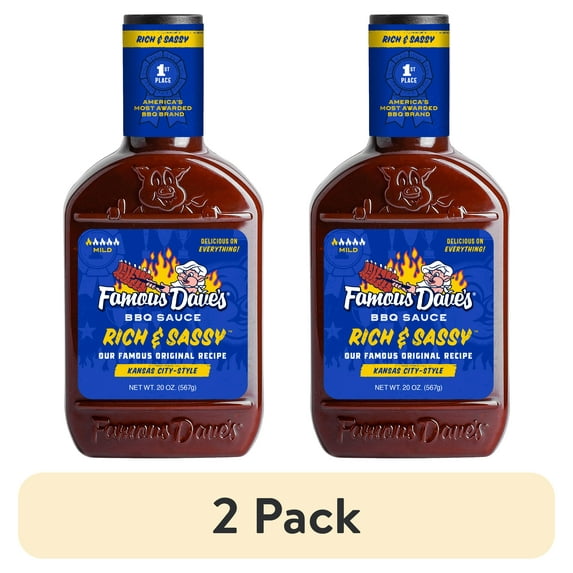 (2 pack) Famous Dave's Rich & Sassy BBQ Sauce, 20 oz