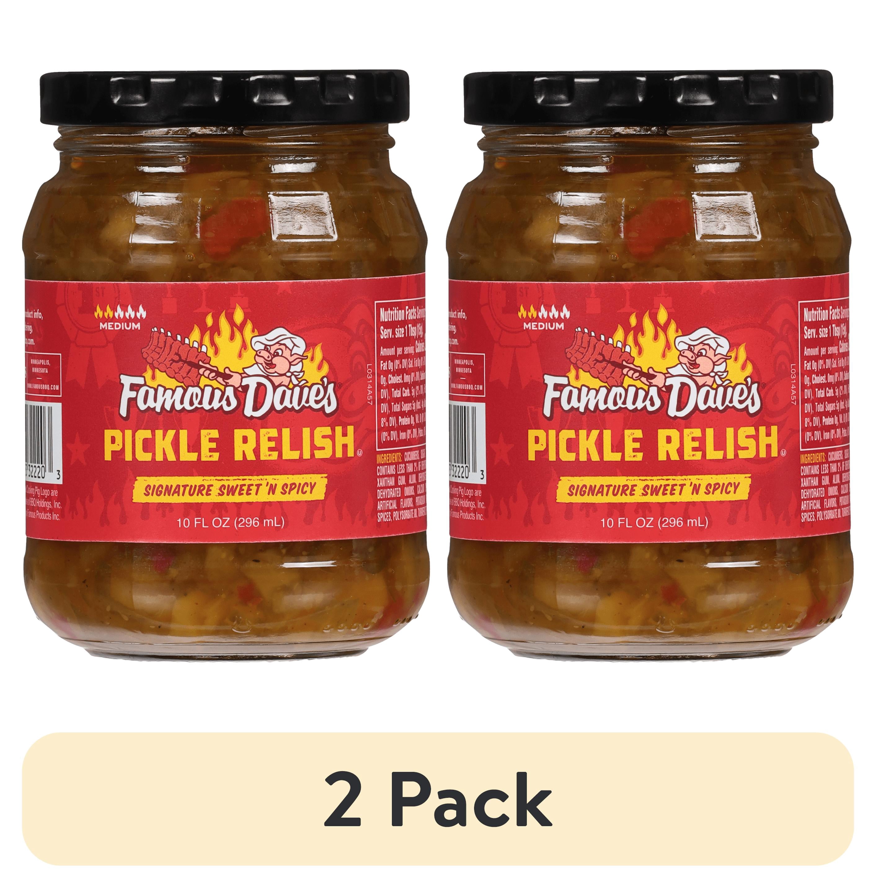 (2 pack) Famous Dave's Signature Sweet 'N Spicy Pickle Relish, 10 fl oz Jar