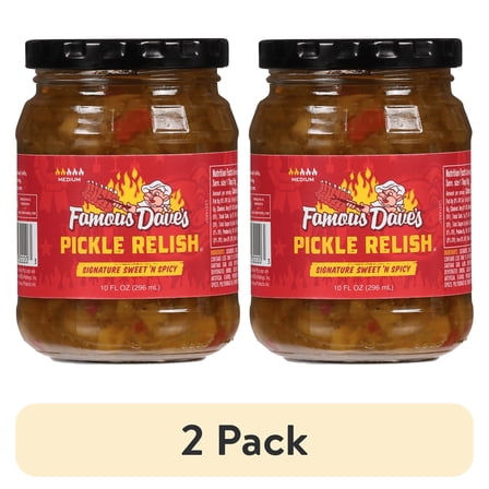 (2 pack) Famous Dave's Signature Sweet 'N Spicy Pickle Relish, 10 fl oz Jar
