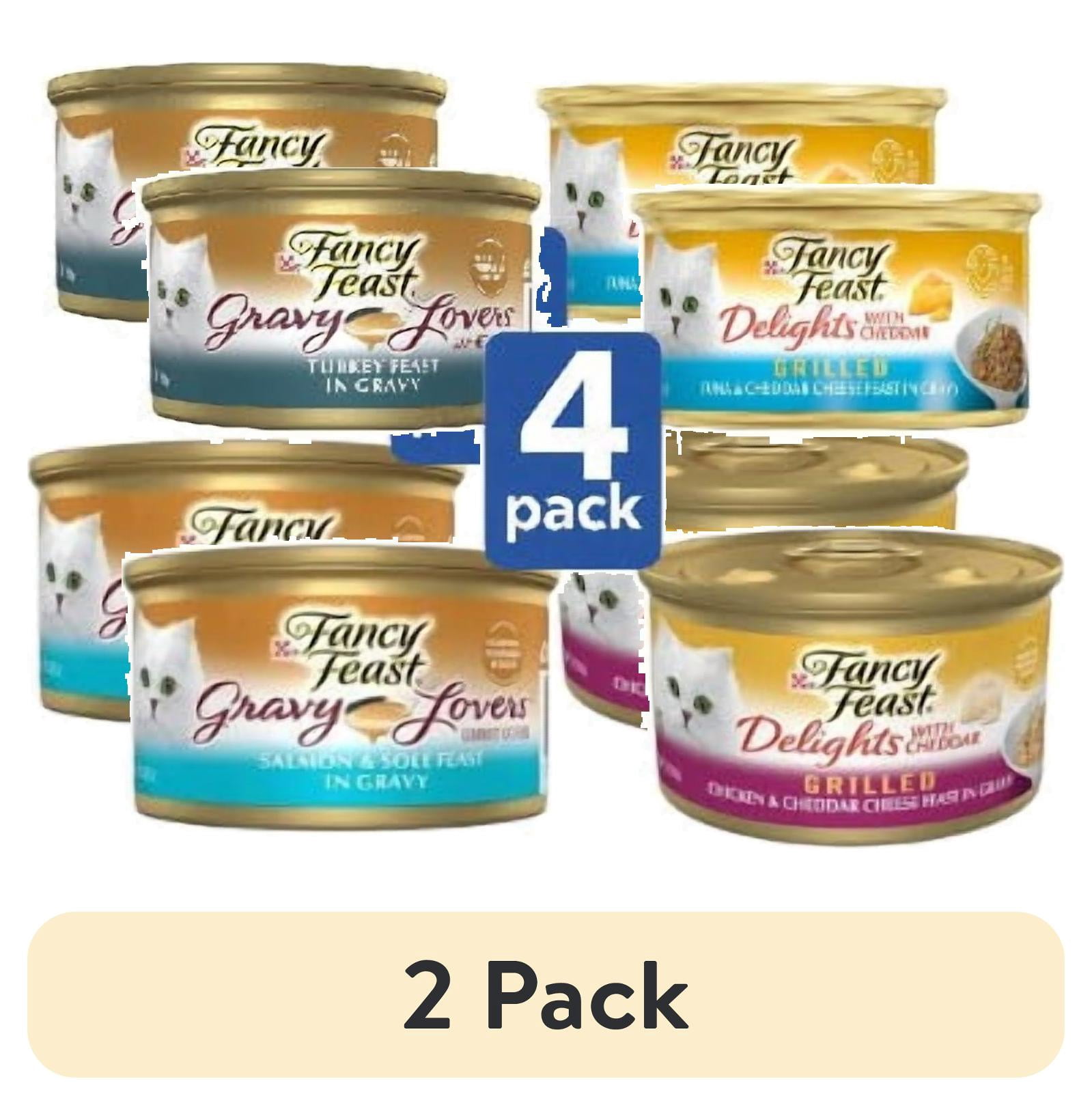 (2 pack) Fancy Feast Cat Food Variety Pack 4 Pack, 3 oz Cans, Gravy Lovers & Delights Grilled Recipes, Gourmet Wet Cat Food Assortment