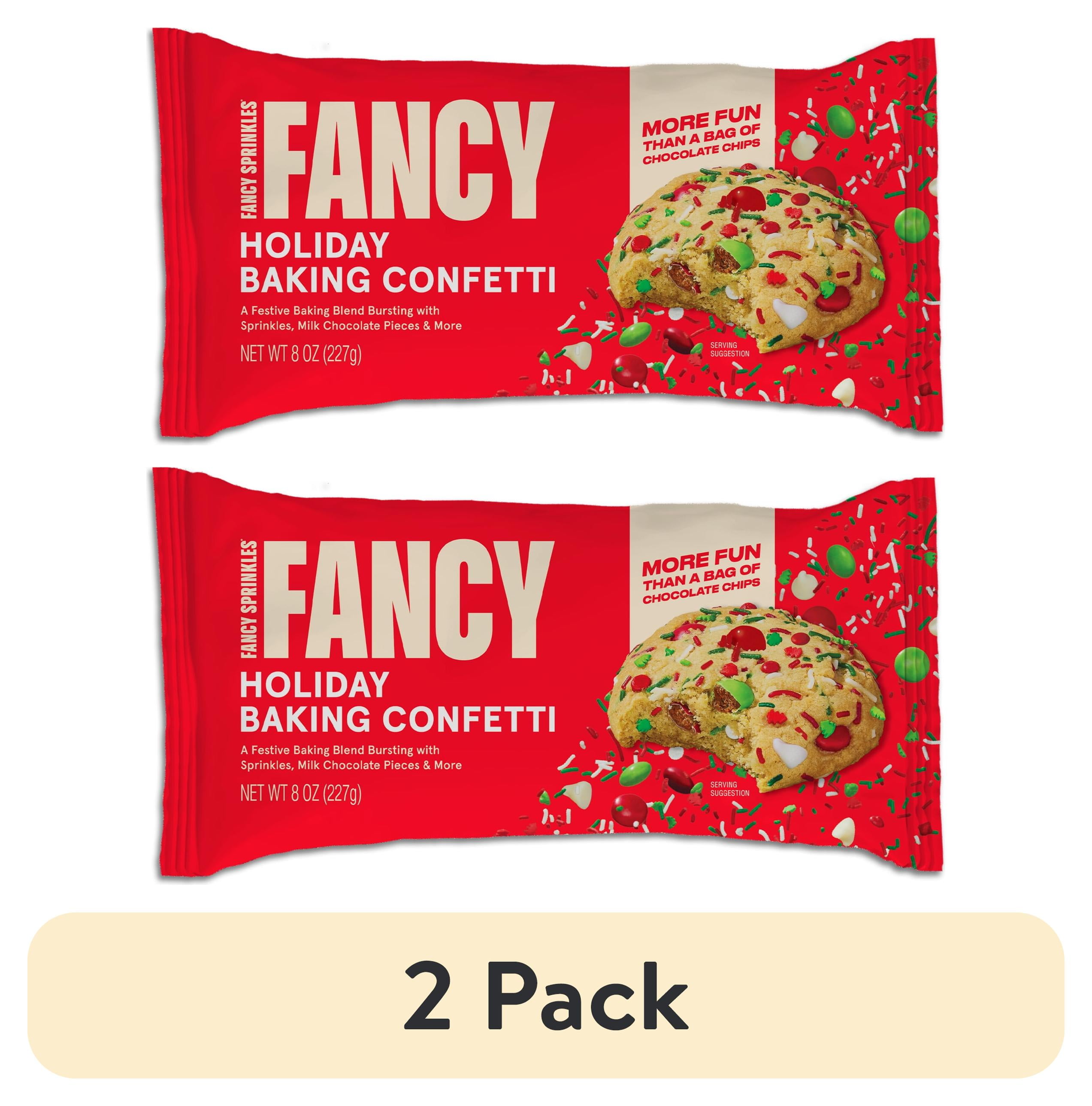 (2 pack) Fancy Sprinkles Holiday Baking Confetti with Christmas Sprinkles and Chocolate Pieces, 8 oz Bag