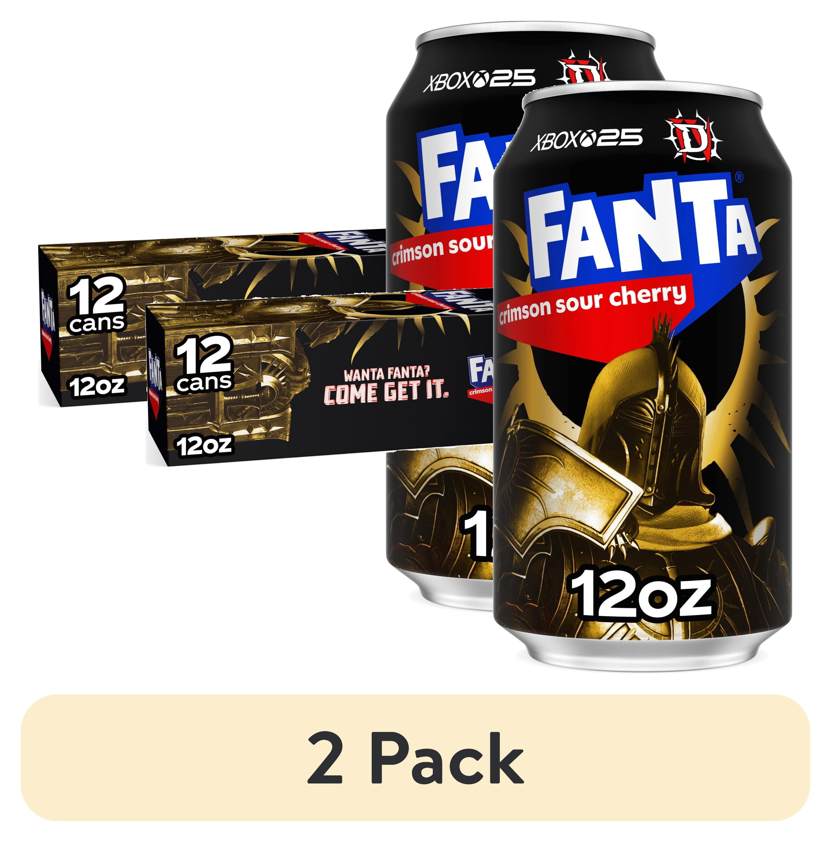 (2 pack) Fanta Crimson Sour Cherry Soda Pop Fridge Pack Cans, 12 fl oz, 12 Pack