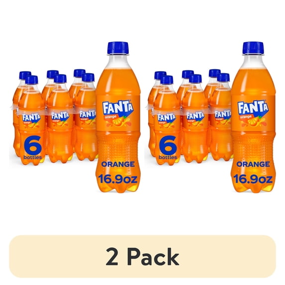 (2 pack) Fanta Orange Soda Pop Bottles, 16.9 fl oz, 6 Pack