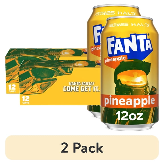 (2 pack) Fanta Pineapple Soda Pop Fridge Pack Cans, 12 fl oz, 12 Pack
