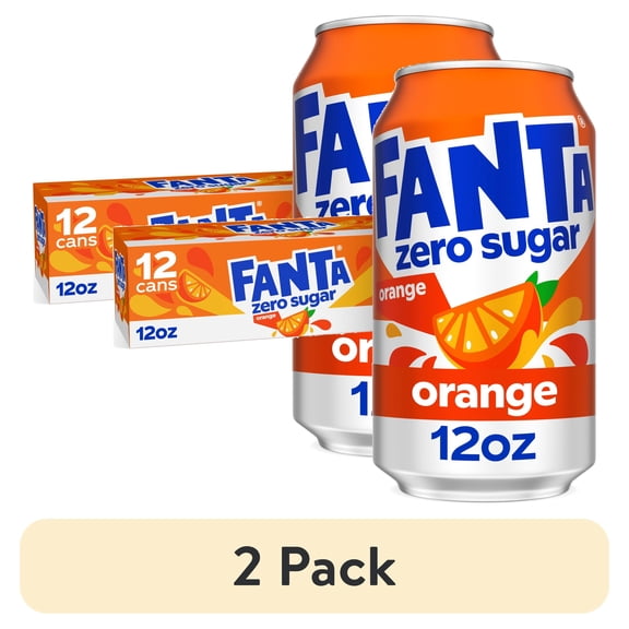 (2 pack) Fanta Zero Sugar Orange Soda Pop Fridge Pack Cans, 12 fl oz, 12 Pack
