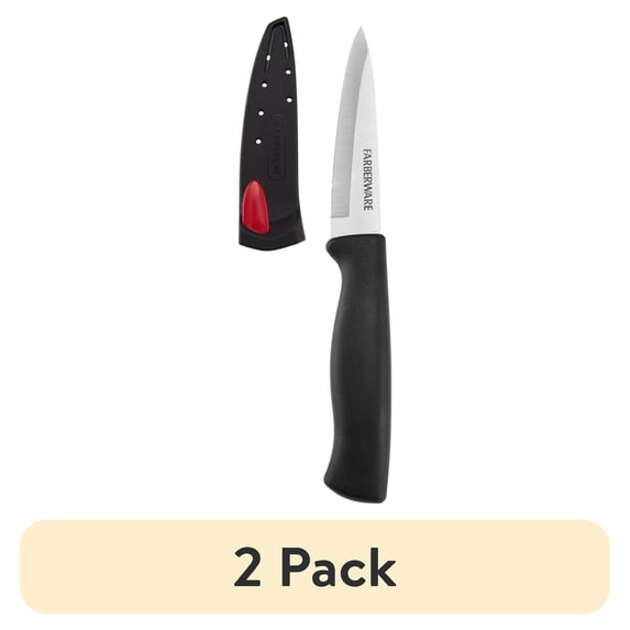 (2 pack) (2 pack) Farberware Edgekeeper 3.5 in Paring Knife with Black Self-Sharpening Sleeve and Handle