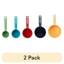 (2 pack) Farberware Plastic Multicolor Nesting Measuring Cup Set with Bonus Coffee Scoop, 5-Piece