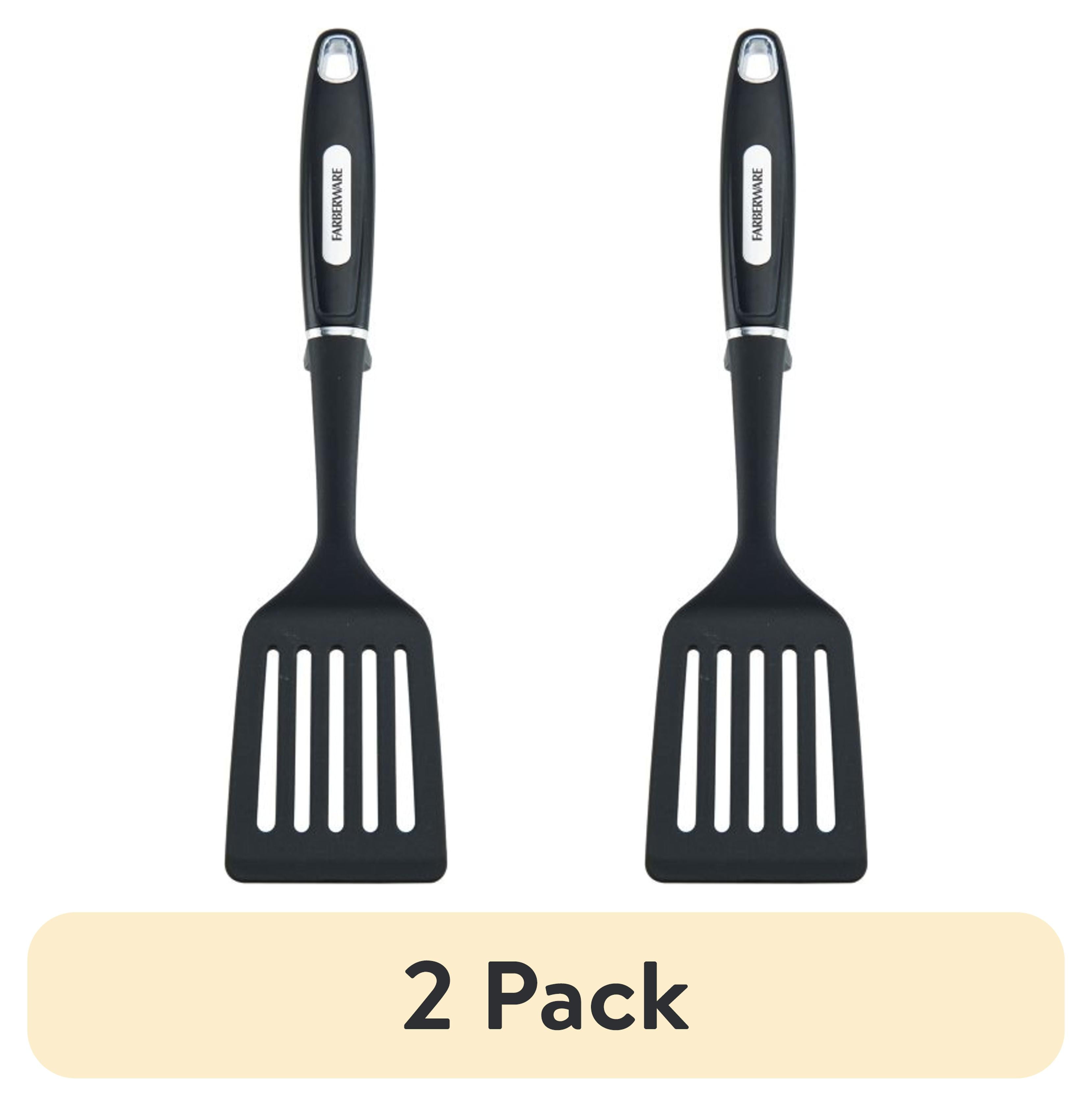 (2 pack) Farberware Professional Nylon Slotted Kitchen Spatula/Turner with Black Handle
