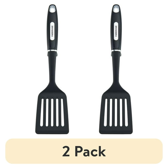 (2 pack) Farberware Professional Nylon Slotted Kitchen Spatula/Turner with Black Handle