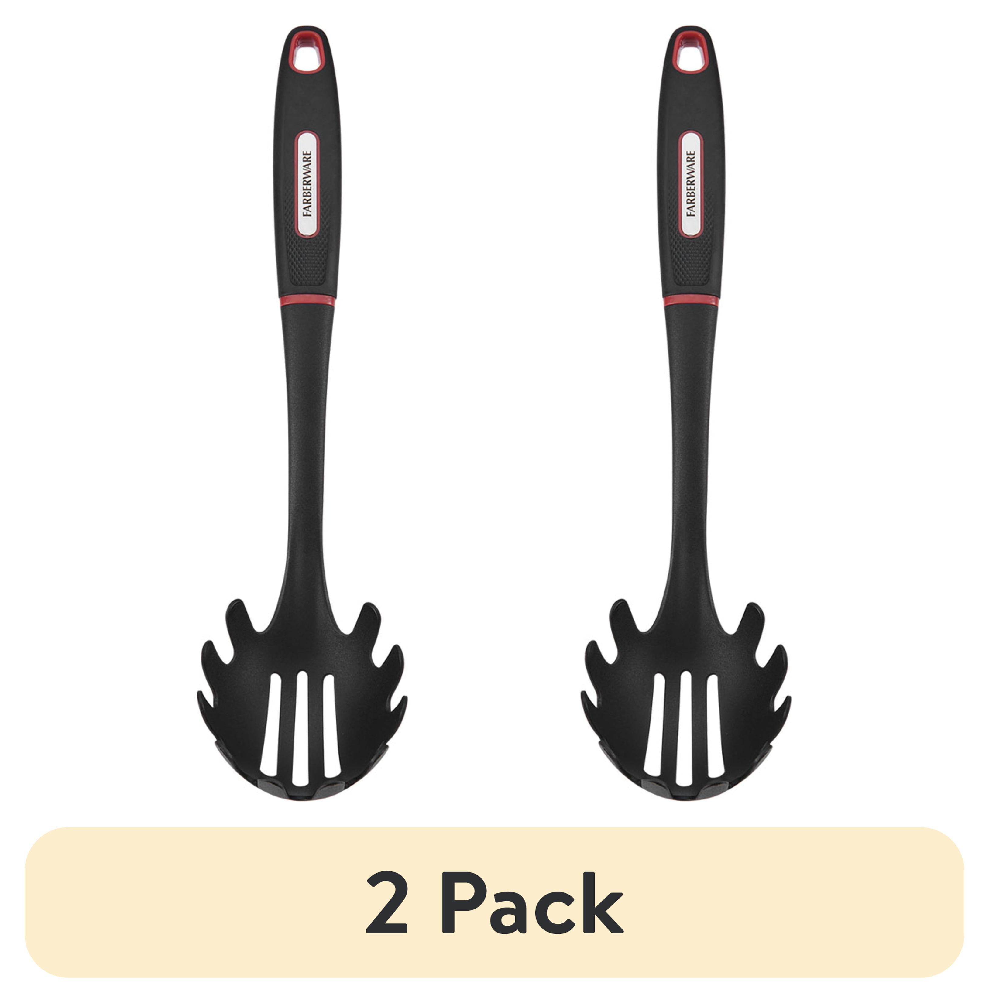 (2 pack) Farberware Soft Grips Plastic Pasta Server Black