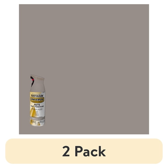(2 pack) Farmhouse Greige, Rust-Oleum Universal All Surface Interior/Exterior Matte Spray Paint-376724, 11 oz