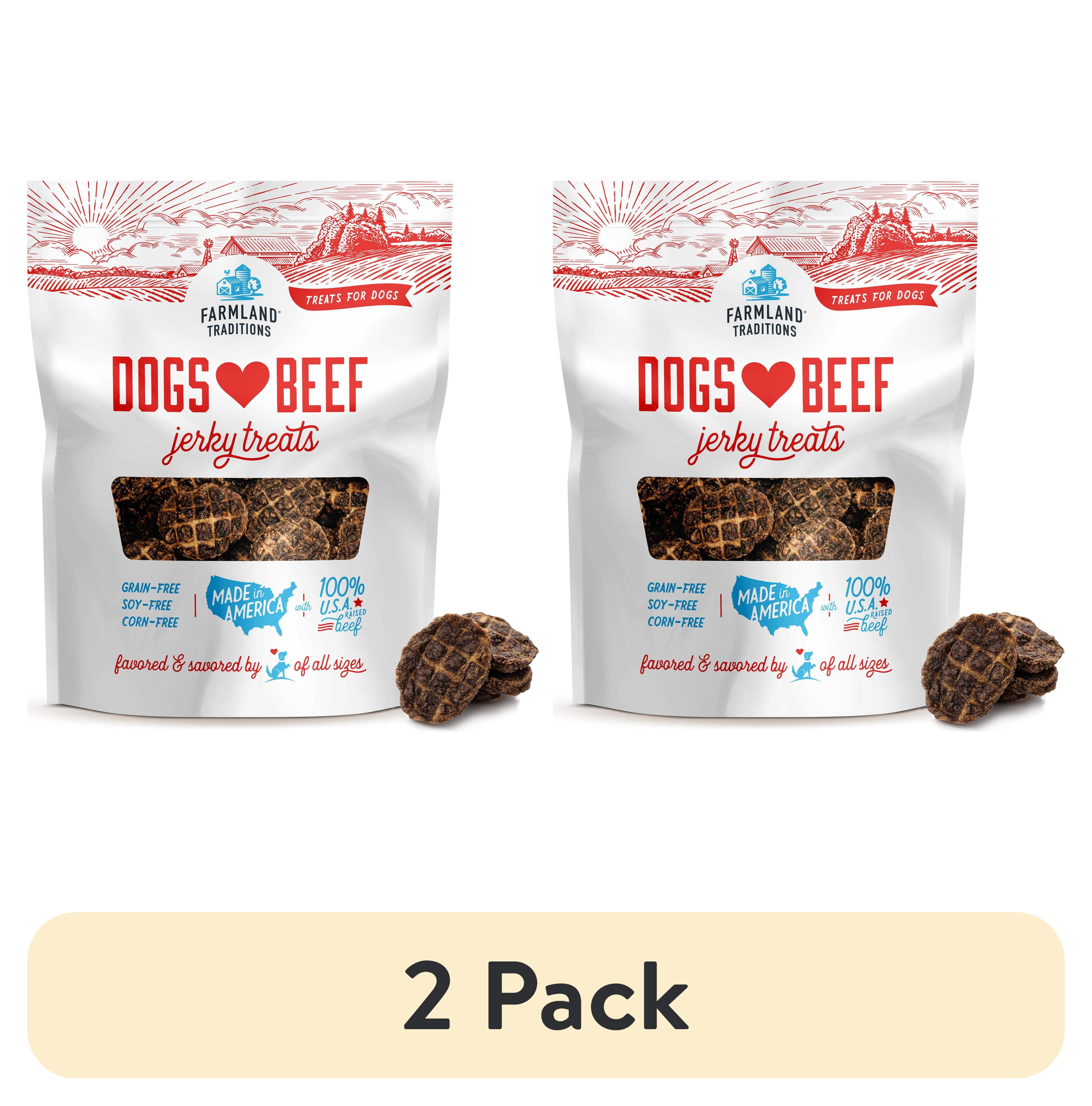 (2 pack) Farmland Traditions Dogs Love Beef Jerky Dog Treats with Only 4 Ingredients and No Fillers, 13.5 Ounce Bag