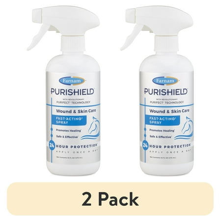 (2 pack) Farnam Purishield Wound & Skin Spray, Horses, Dogs, Cats & Livestock 16 Ounces