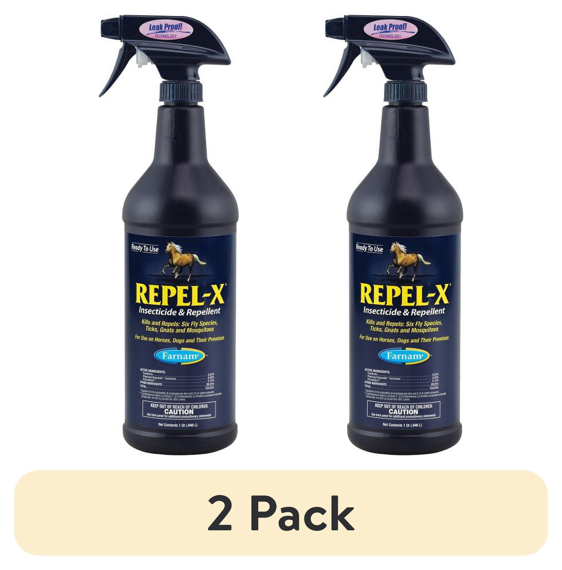 (2 pack) Farnam Repel-X Emulsifiable Fly Spray for Horses and Dogs, Insect Repellent for Flies, Mosquitoes, Ticks & Gnats Ready-to-Use, 32 Fl Oz