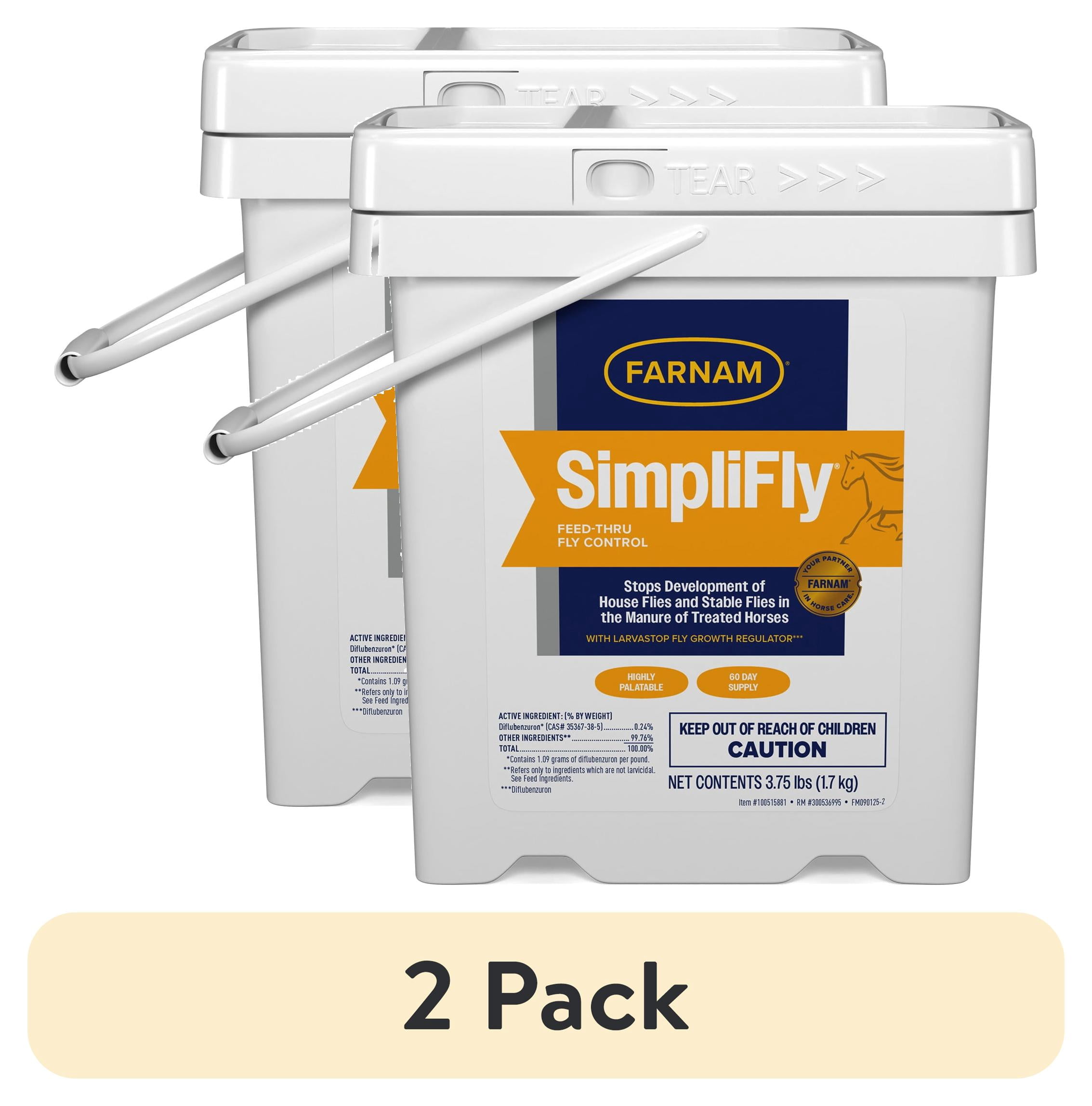 (2 pack) Farnam SimpliFly Feed Through Fly Control Daily Supplement for Horses, 60 Day Supply, 3.75 lb