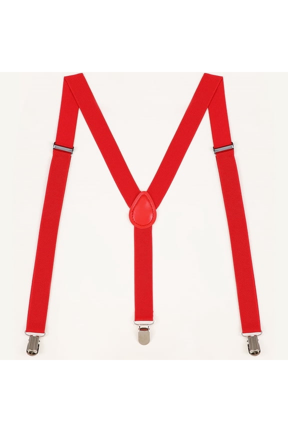 2 pack Fashion Suspenders for Men - Elastic Adjustable Straps - Y Shape, Clips Adjustable Elastic Band Shaped Suspender (red)
