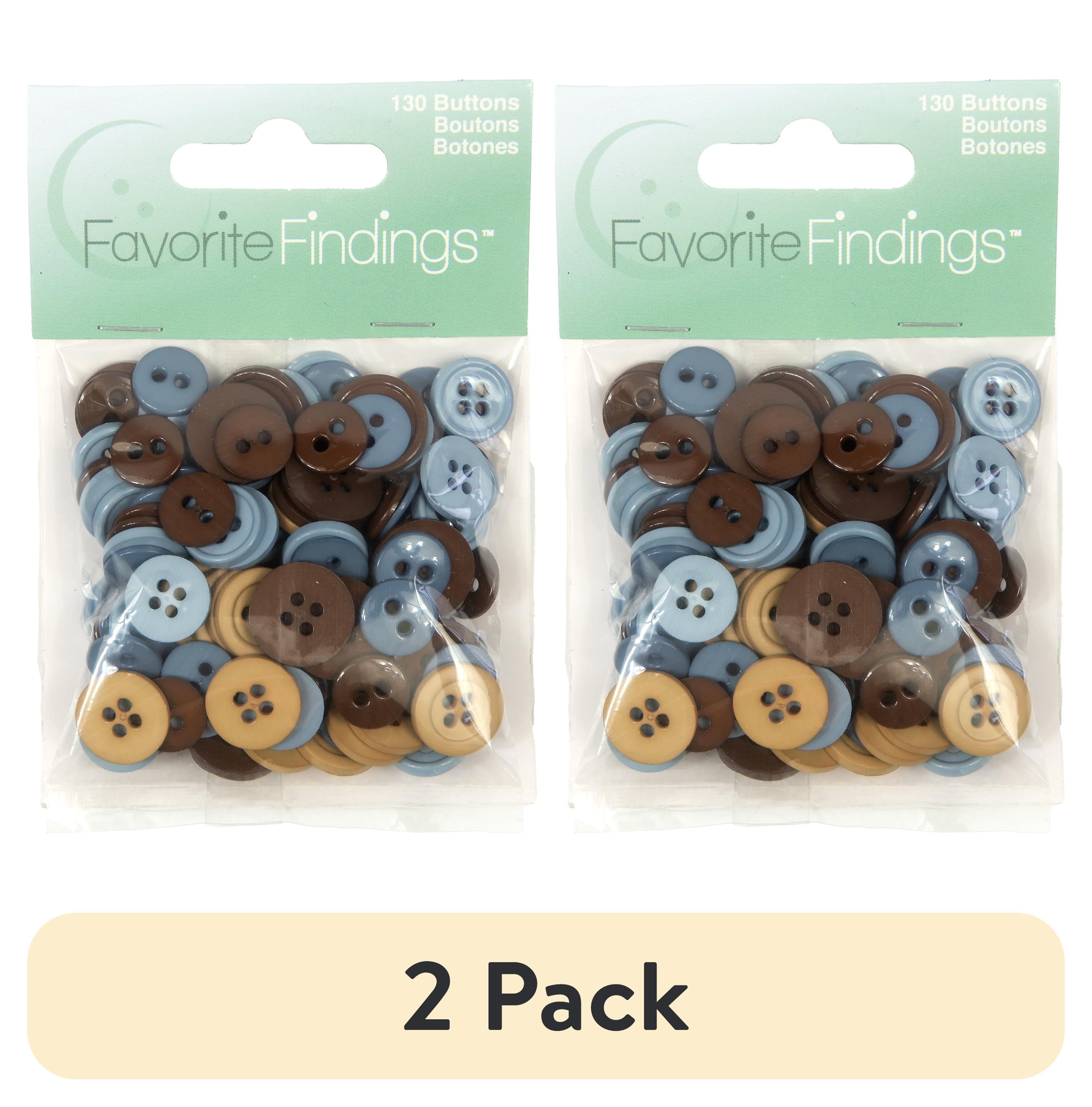 (2 pack) Favorite Findings Modern Multi Color Round Sew Thru Buttons, 130 Count