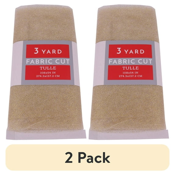 (2 pack) 3 Yard Cut Glitter Tulle Fabric, Gold, 54" Wide for Apparel & Crafting, by Fuzhou
