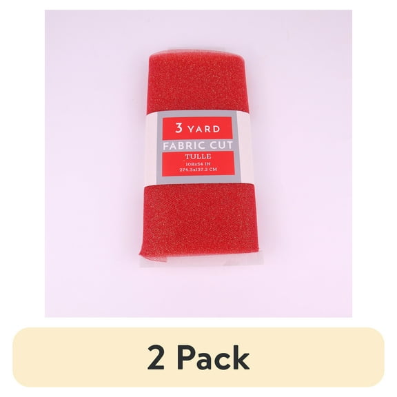 (2 pack) 3 Yard Cut Glitter Tulle Fabric, Red, 54" Wide for Apparel & Crafting, by Fuzhou