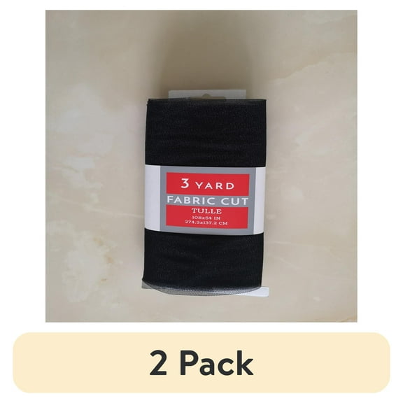 (2 pack) Fc 54"*3yd sparkle precut tull fabric black,100% nylon
