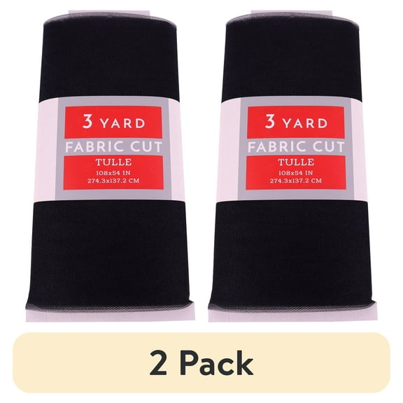 (2 pack) 3 Yard Cut Sparkle Tulle Fabric, Black, 54" Wide for Apparel & Crafting, by Fuzhou