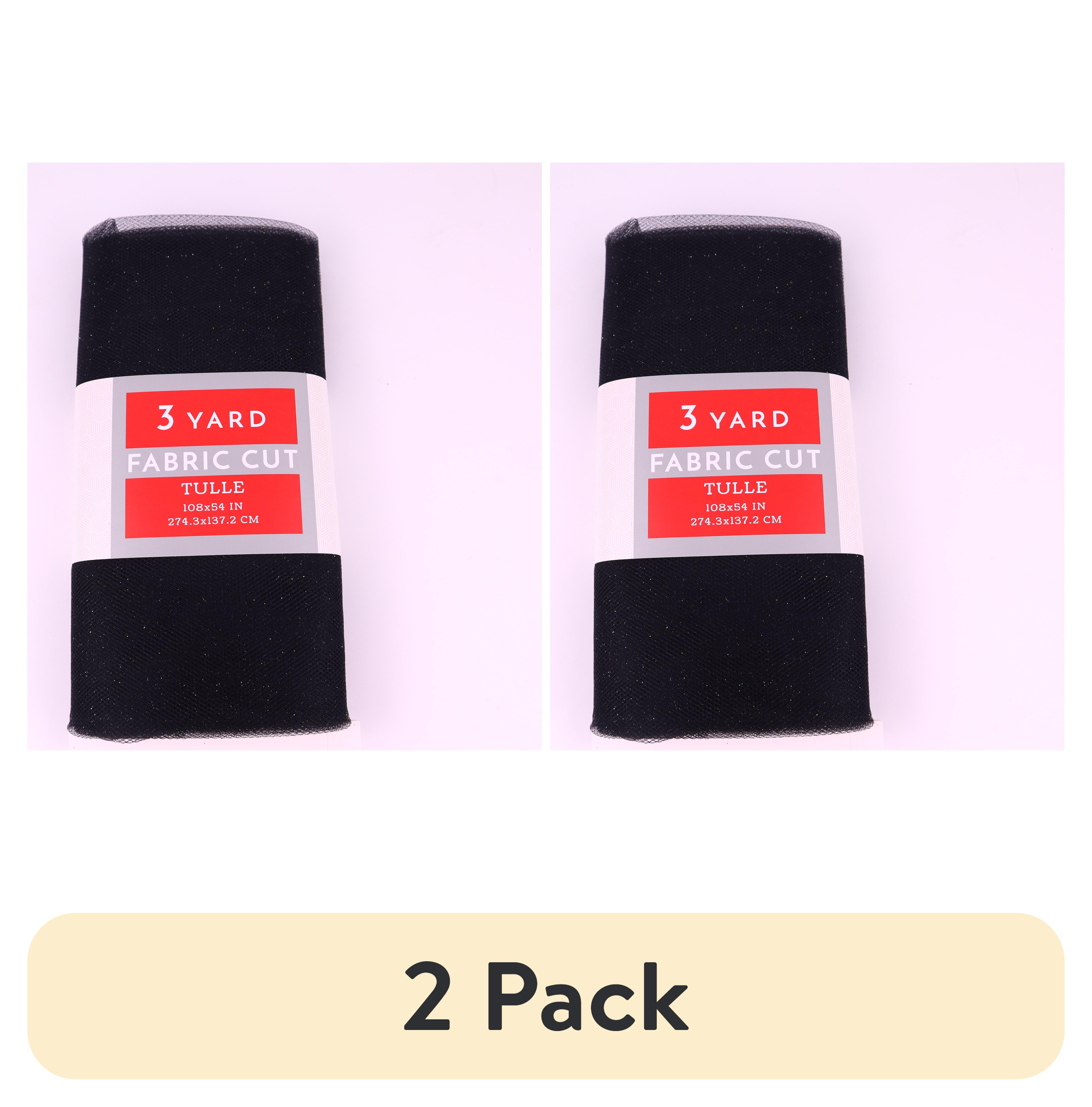 (2 pack) 3 Yard Cut Glitter Tulle Fabric, Black, 54" Wide for Apparel & Crafting, by Fuzhou