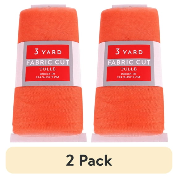 (2 pack) 3 Yard Cut Sparkle Tulle Fabric, Orange, 54" Wide for Apparel & Crafting, by Fuzhou