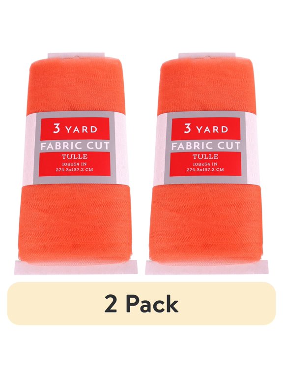 (2 pack) (2 pack) 3 Yard Cut Sparkle Tulle Fabric, Orange, 54" Wide for Apparel & Crafting, by Fuzhou