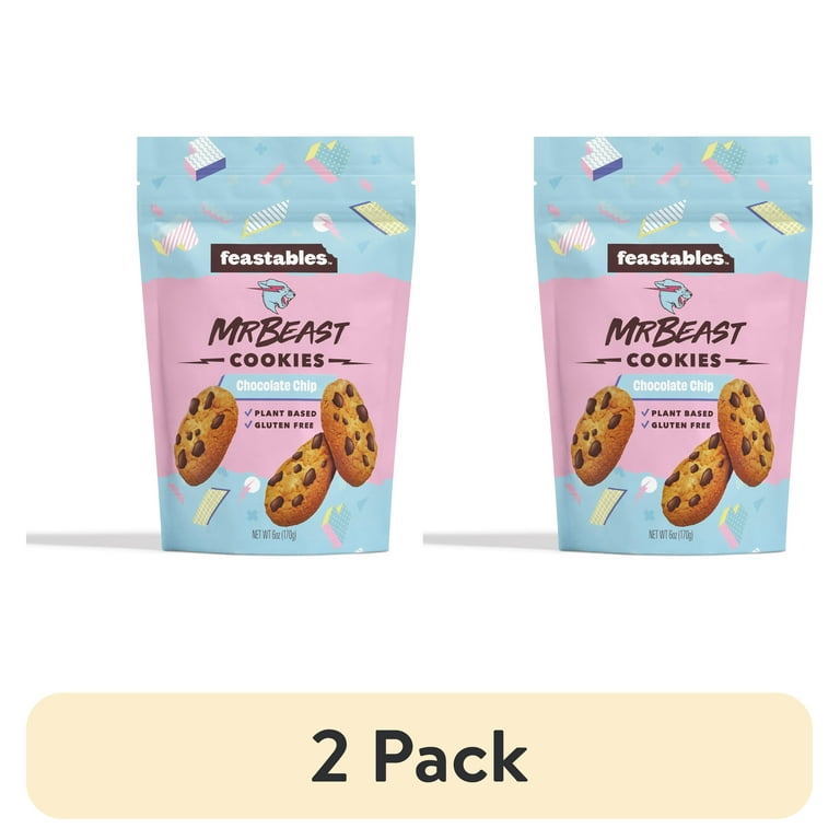 2 pack) Feastables MrBeast Chocolate Chip Cookies, 6 oz, 12