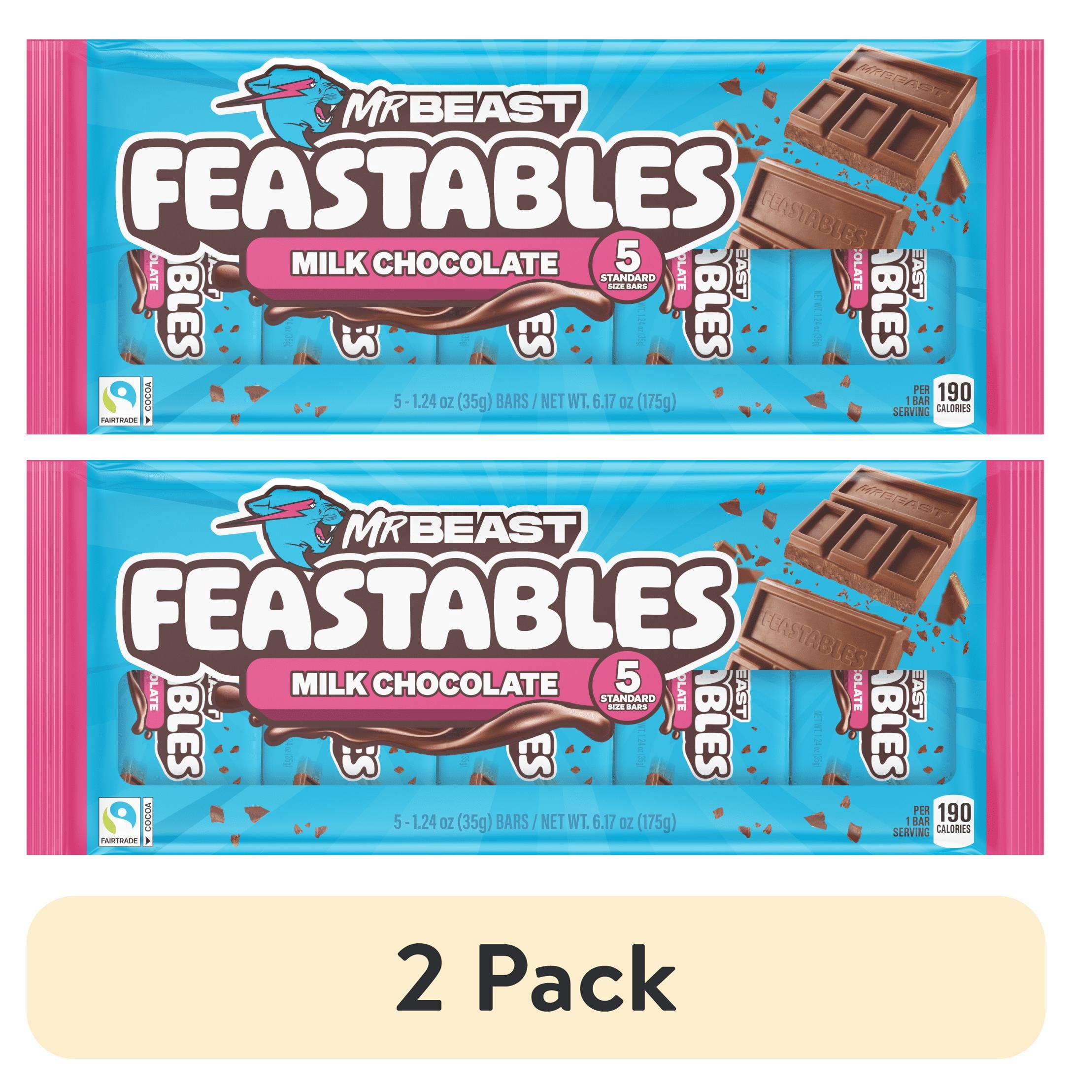 2 pack) Feastables MrBeast Milk Chocolate Bar, 1.24 oz (35g), 5