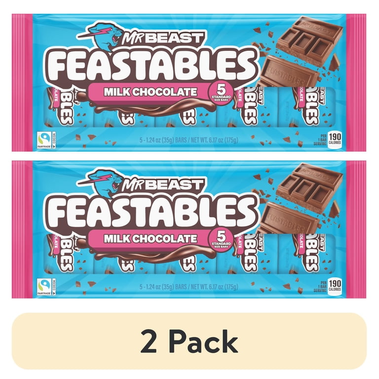 2 pack) Feastables MrBeast Milk Chocolate Bar, 1.24 oz (35g), 5