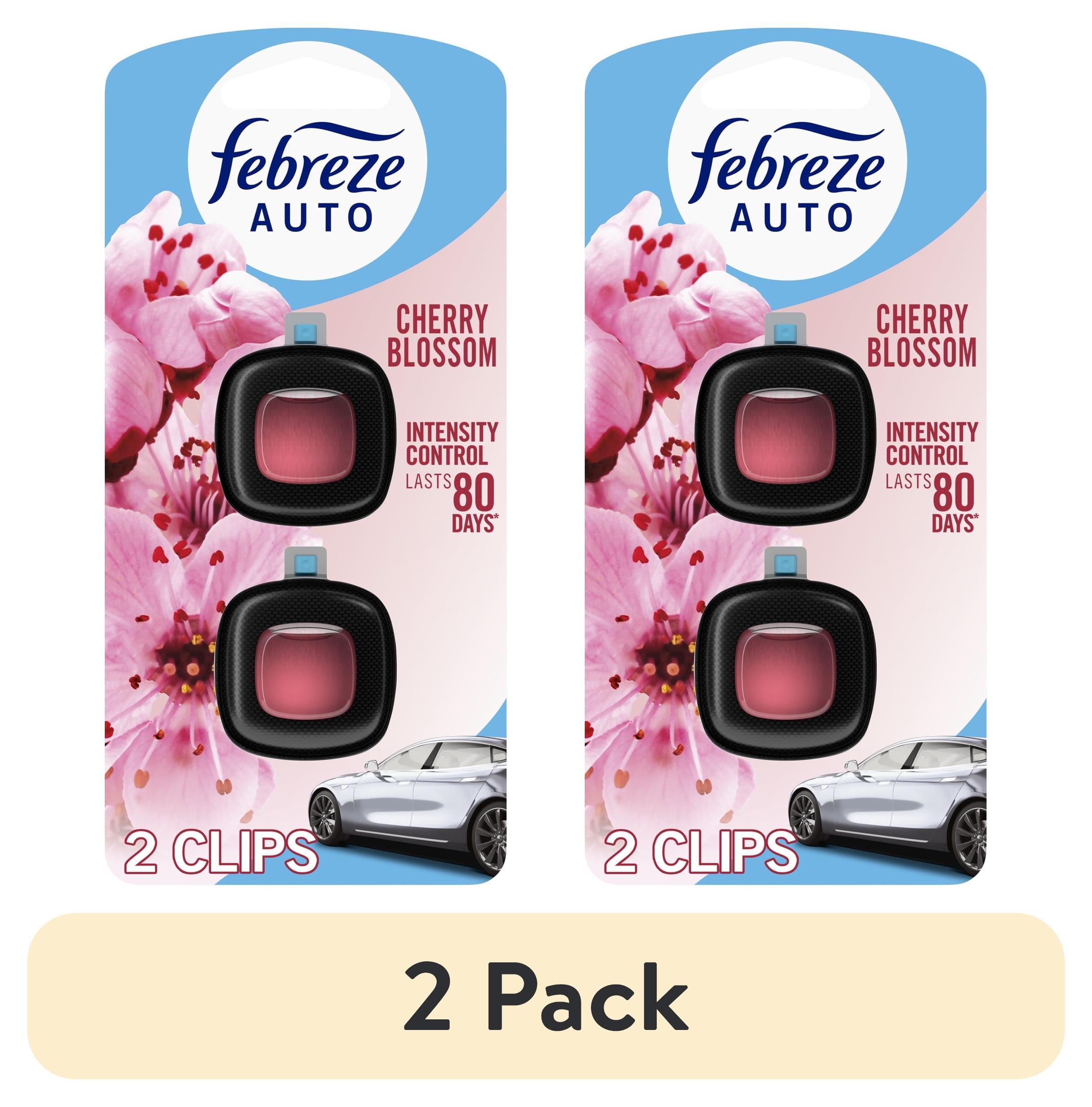 2 pack) Febreze Car Air Freshener, Odor-Fighting Auto Clip, Cherry