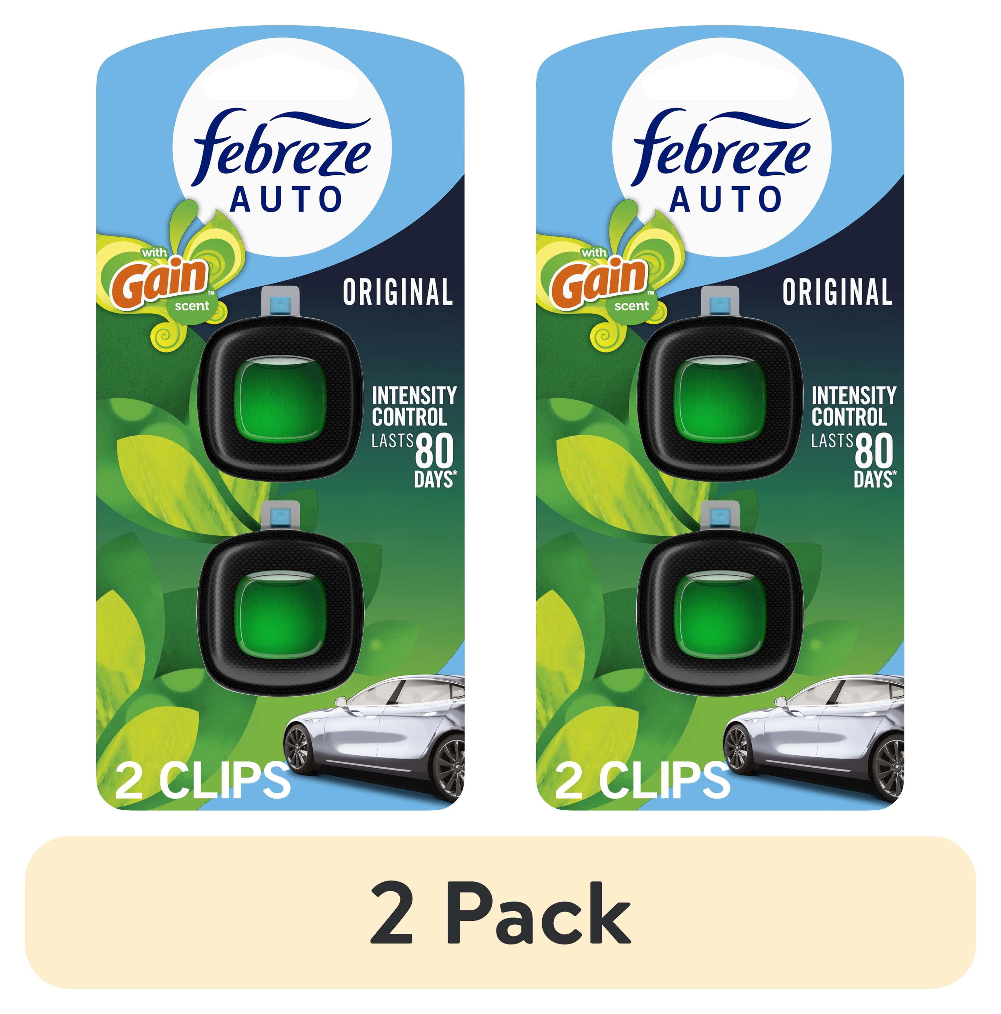 (2 pack) Febreze AUTO Car Air Freshener, Odor-Fighting Car Vent Clip, Gain Original, 2 Count