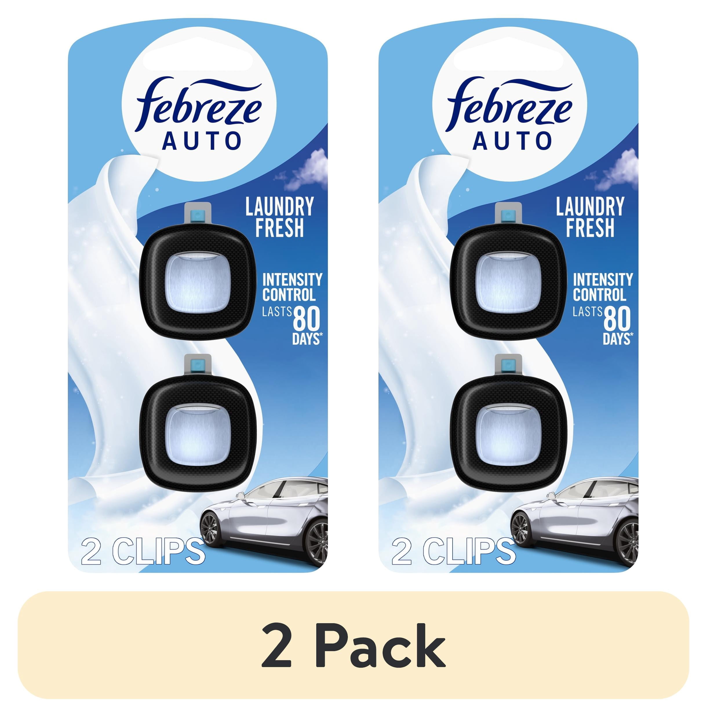 (2 pack) Febreze AUTO Car Air Freshener, Odor-Fighting Car Vent Clip, Laundry Fresh, 2 Count