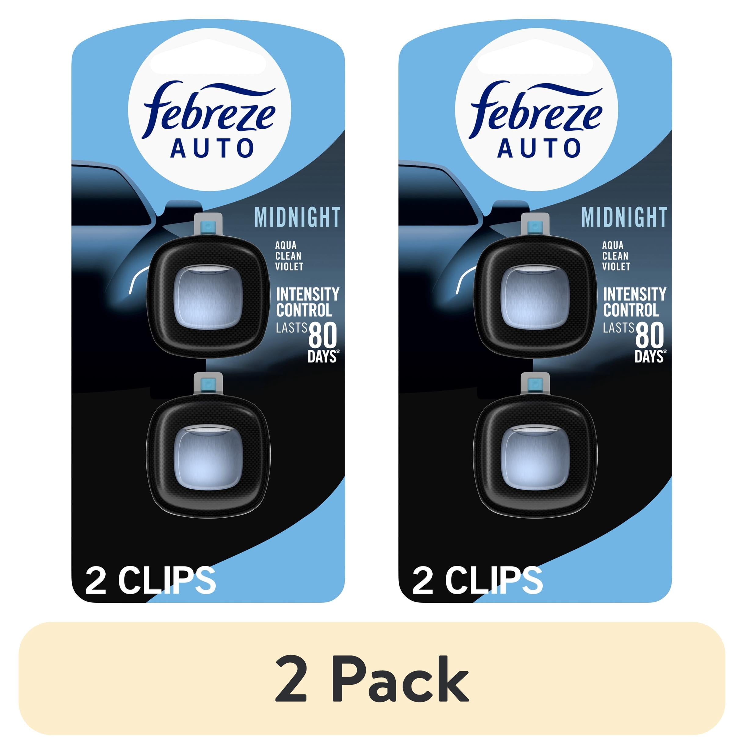 (2 pack) Febreze AUTO Car Air Freshener, Odor-Fighting Car Vent Clip, Midnight, 2 Count