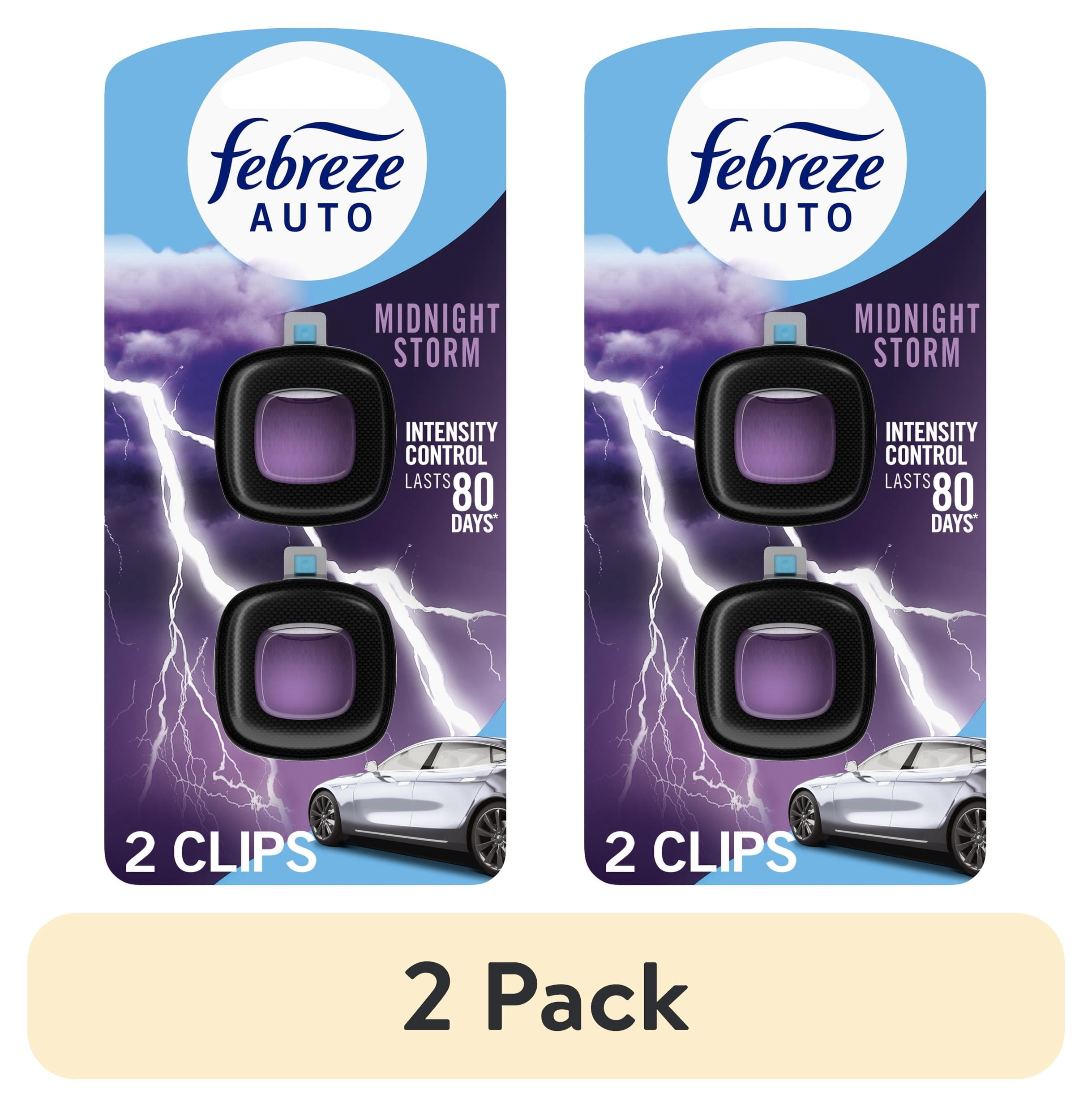 (2 pack) Febreze AUTO Car Vent Clip Air Freshener, Midnight Storm Scent, 2 Count
