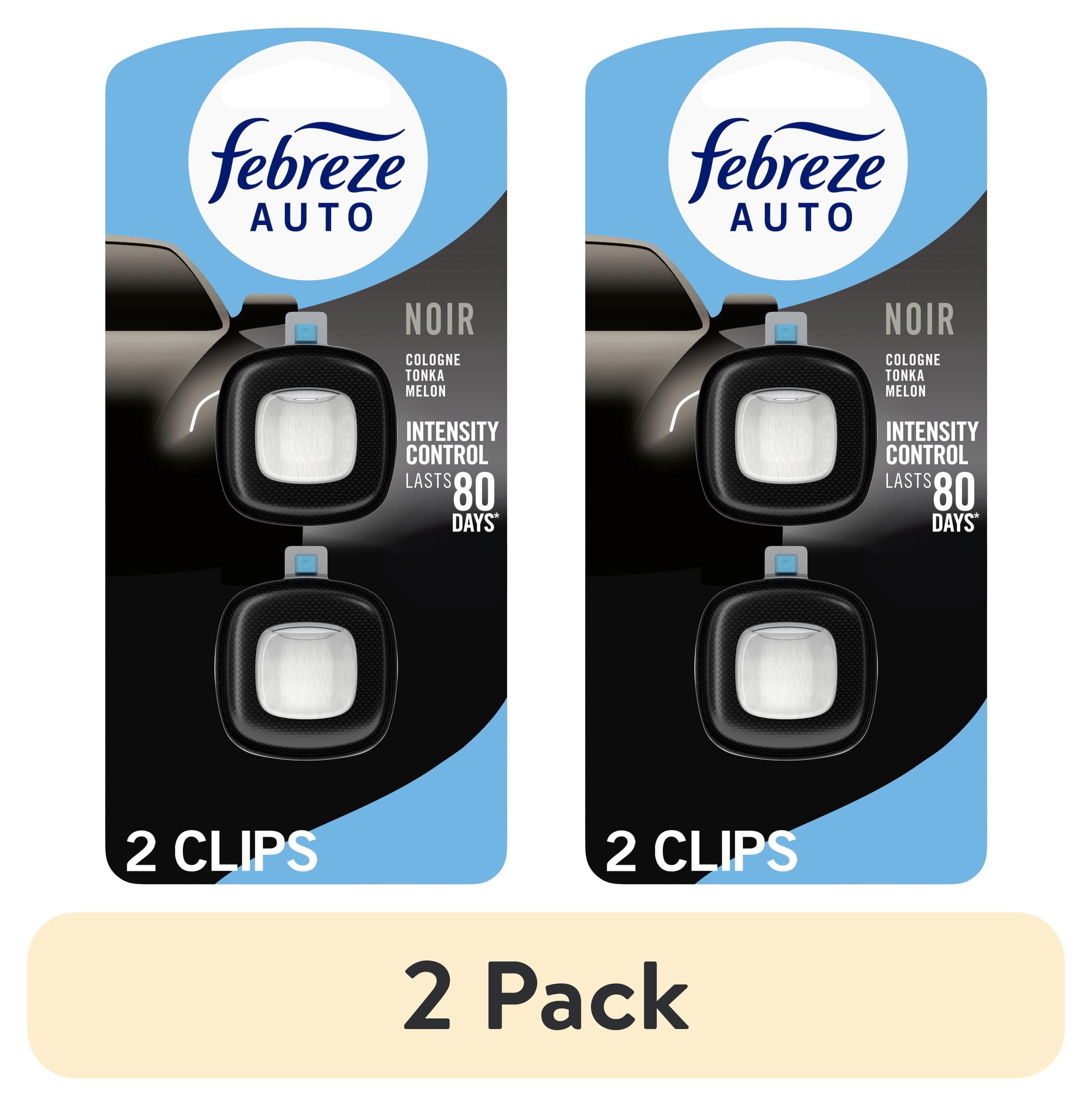 (2 pack) Febreze AUTO Car Air Freshener, Odor-Fighting Car Vent Clip, Noir, 2 Count