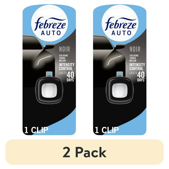 (2 pack) Febreze AUTO Car Air Freshener, Odor-Fighting Car Vent Clip, Noir