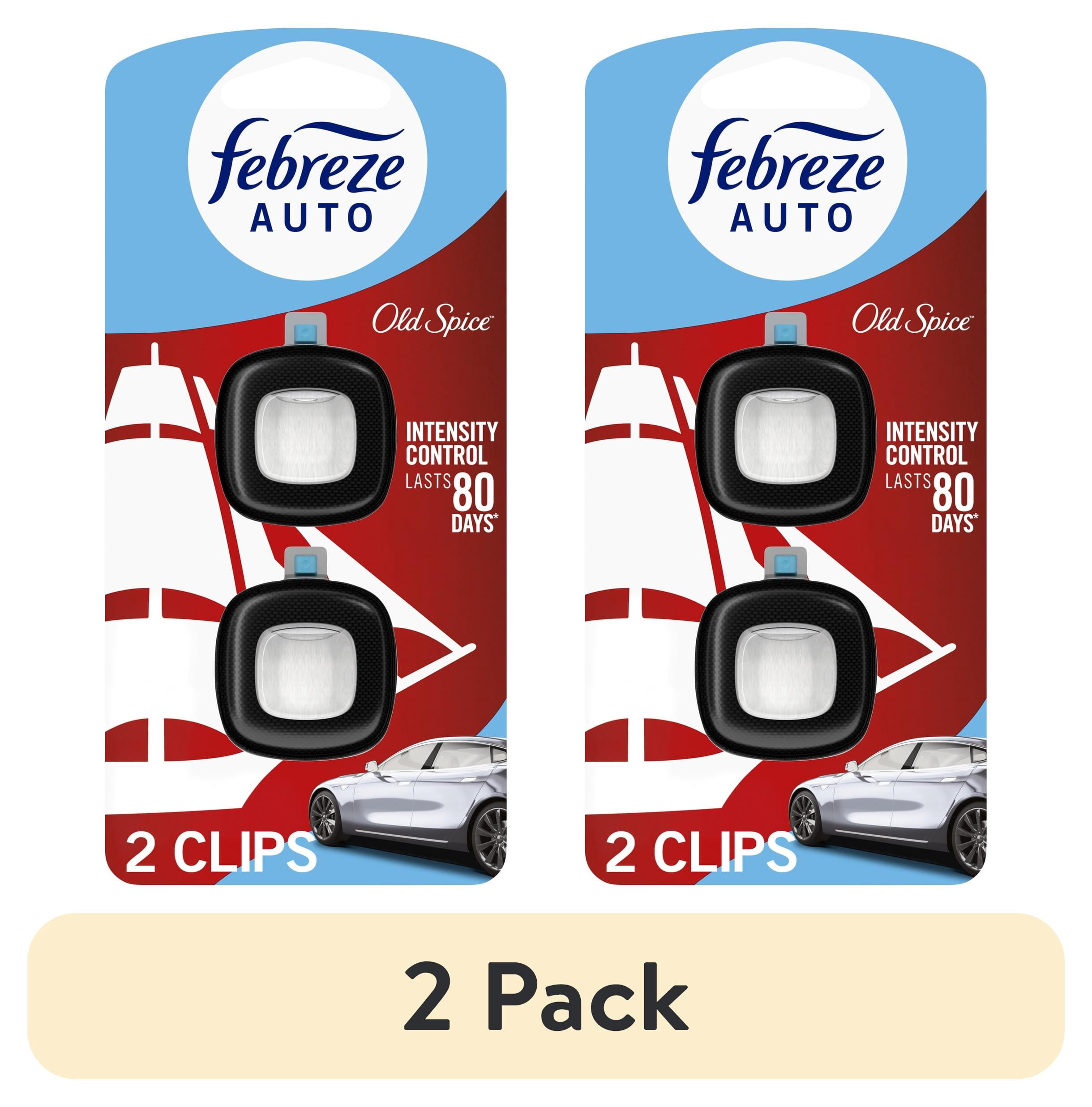 (2 pack) Febreze AUTO Car Air Freshener, Odor-Fighting Car Vent Clip, Old Spice, 2 Count